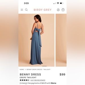 Medium birdy grey Benny bridesmaid dress - crepe, color twilight